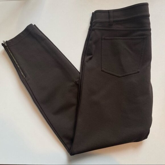 Eileen Fisher Stretchy Ponte Ankle Zip Riding Pants In Brown - Picture 4 of 8